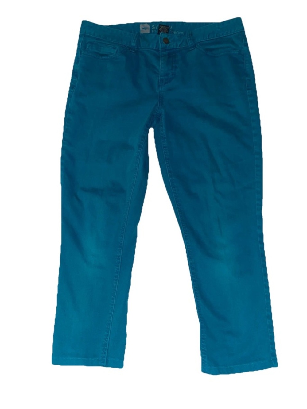 Women’s Teal Blue Slim Straight Jean capris- 5-Pocket Style
